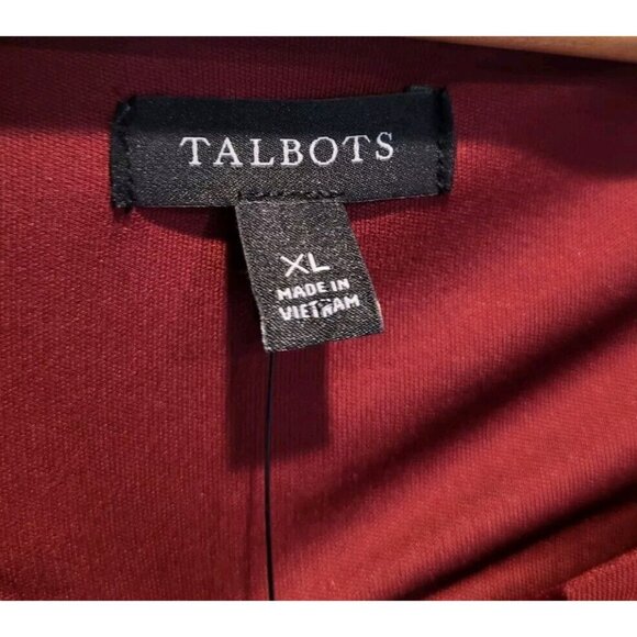New Talbots Burgundy Burnout Velvet Polkadot 3/4 Sleeve Top Sz XL Cherry - Picture 6 of 7